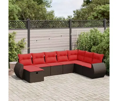 8-Daļīgs Dārza Dīvānu Komplekts, Matrači, Brūna Pe Rotangpalma Vidaxl