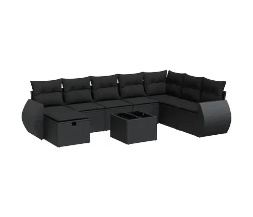 Sodo Komplektas Su Pagalvėlėmis, 9 Dalių, Juodas, Poliratanas