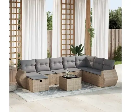 9-Osaline Aiadiivani Komplekt Patjadega, Beež, Polürotang