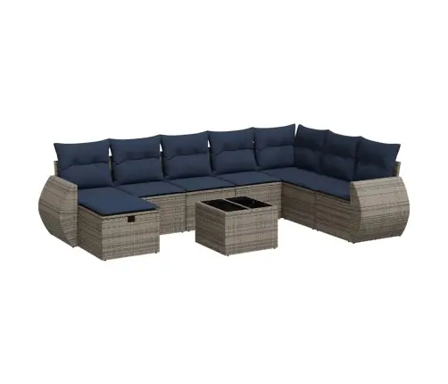 Sofos Komplektas Su Pagalvėlėmis, 9 Dalių, Pilkas, Poliratanas