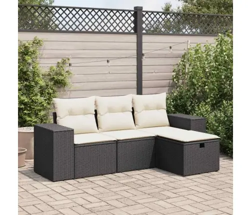 4-Daļīgs Dārza Dīvāna Komplekts Ar Matračiem, Pe Rotangpalma Vidaxl