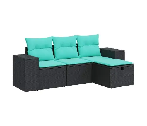 4-Osaline Aiadiivani Komplekt Patjadega, Must, Polürotang