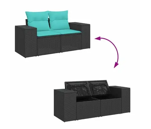 4-Osaline Aiadiivani Komplekt Patjadega, Must, Polürotang