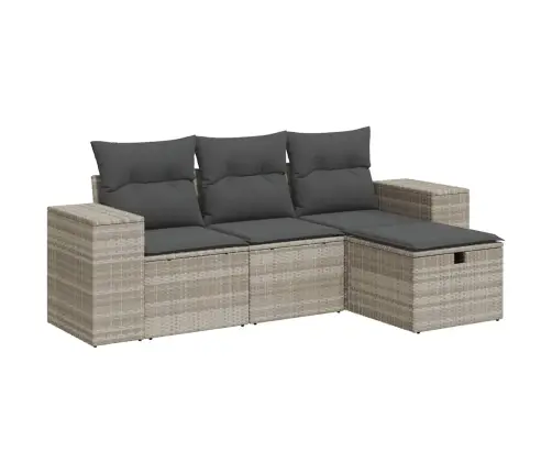 4-Osaline Aiamööblikomplekt Patjadega, Helehall, Polürotang