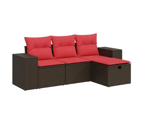 4-Osaline Aiamööblikomplekt Patjadega, Pruun, Polürotang