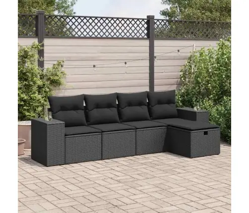 5-Daļīgs Dārza Dīvāna Komplekts Ar Matračiem, Pe Rotangpalma Vidaxl