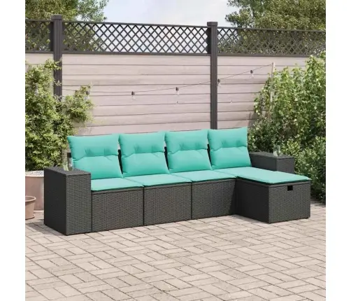 5-Daļīgs Dārza Dīvāna Komplekts Ar Matračiem, Pe Rotangpalma Vidaxl