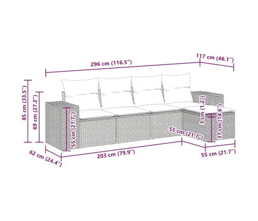 5-Daļīgs Dārza Dīvāna Komplekts Ar Matračiem, Pelēks Pe Pinums Vidaxl 5-Daļīgs Dārza Dīvāna Komplekts Ar Matračiem, Pelēks Pe Pinums Vidaxl