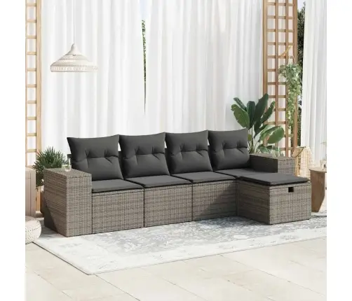 5-Daļīgs Dārza Dīvāna Komplekts Ar Matračiem, Pelēks Pe Pinums Vidaxl 5-Daļīgs Dārza Dīvāna Komplekts Ar Matračiem, Pelēks Pe Pinums Vidaxl