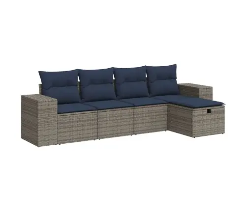 5-Daļīgs Dārza Dīvāna Komplekts Ar Matračiem, Pelēks Pe Pinums Vidaxl