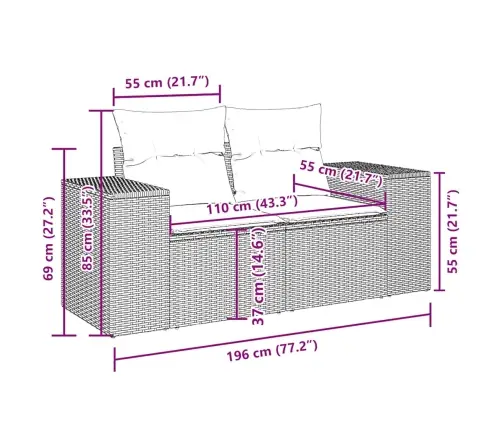 5-Daļīgs Dārza Dīvāna Komplekts Ar Matračiem, Pelēks Pe Pinums Vidaxl