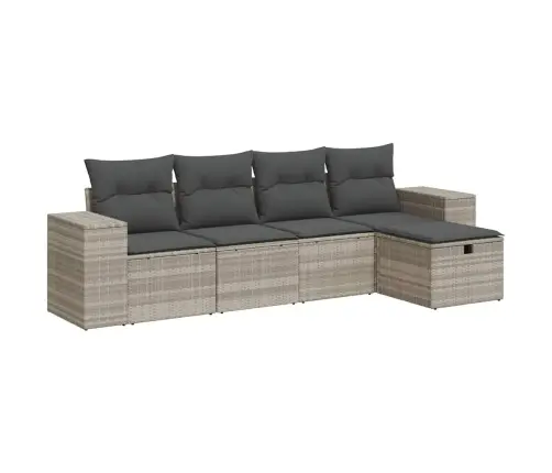 Sofos Komplektas Su Pagalvėlėmis, 5 Dalių, Pilkas, Poliratanas