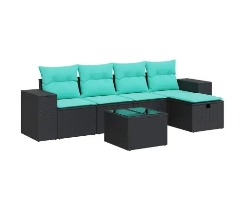 6-Daļīgs Dārza Dīvāna Komplekts, Matrači, Melna Pe Rotanpalma Vidaxl