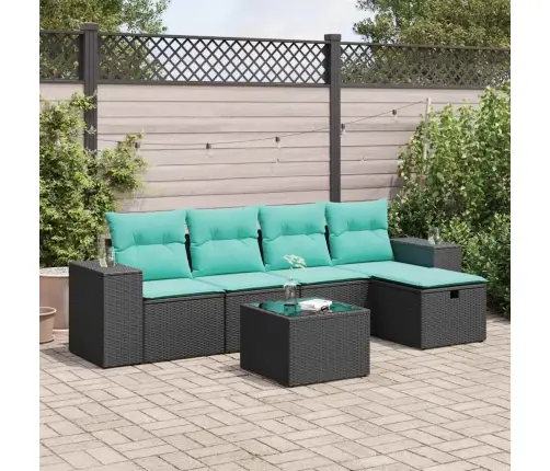 6-Daļīgs Dārza Dīvāna Komplekts, Matrači, Melna Pe Rotanpalma Vidaxl