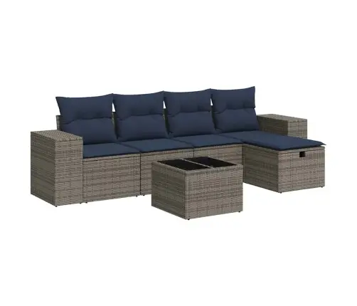 Sofos Komplektas Su Pagalvėlėmis, 6 Dalių, Pilkas, Poliratanas