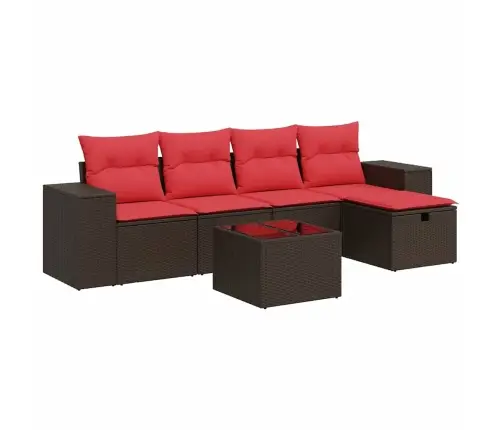 6-Daļīgs Dārza Dīvānu Komplekts, Matrači, Brūna Pe Rotangpalma Vidaxl