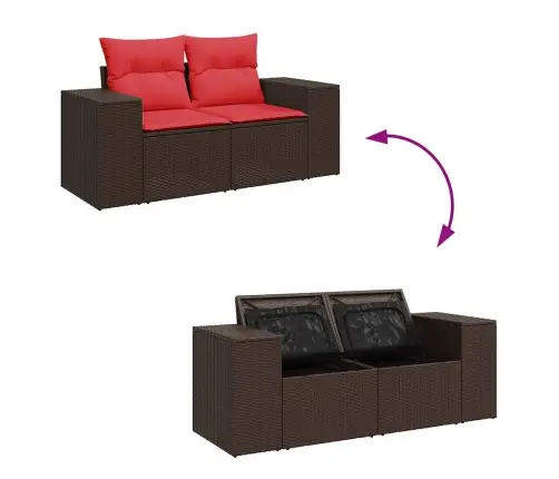 6-Daļīgs Dārza Dīvānu Komplekts, Matrači, Brūna Pe Rotangpalma Vidaxl