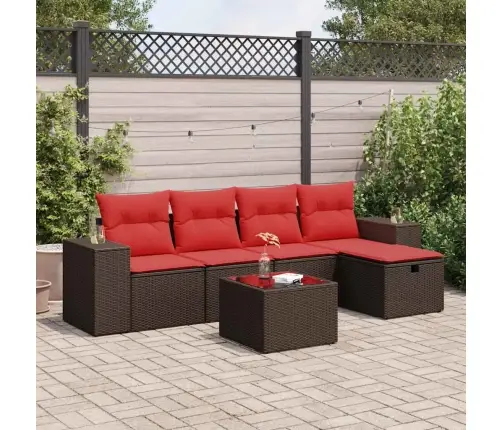 6-Daļīgs Dārza Dīvānu Komplekts, Matrači, Brūna Pe Rotangpalma Vidaxl