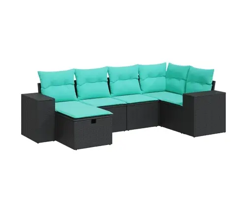 6-Daļīgs Dārza Dīvāna Komplekts, Matrači, Melna Pe Rotanpalma Vidaxl