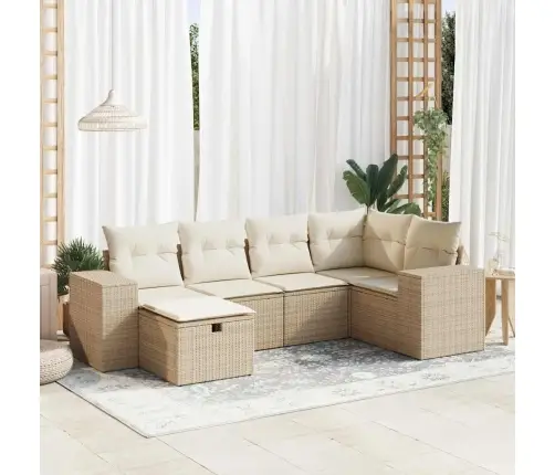 6-Osaline Aiadiivani Komplekt Patjadega, Beež, Polürotang