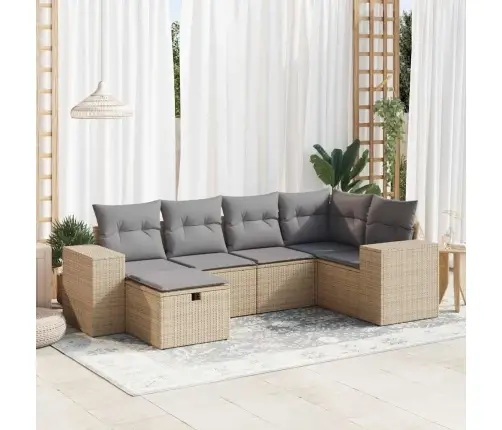 6-Osaline Aiadiivani Komplekt Patjadega, Beež, Polürotang