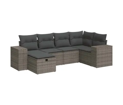 6-Daļīgs Dārza Dīvāna Komplekts Ar Matračiem, Pelēks Pe Pinums Vidaxl