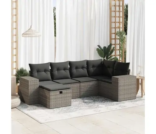 6-Daļīgs Dārza Dīvāna Komplekts Ar Matračiem, Pelēks Pe Pinums Vidaxl