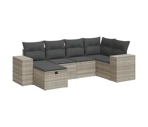 6-Daļīgs Dārza Dīvānu Komplekts,Matrači, Gaiši Pelēka Pe Pinums Vidaxl