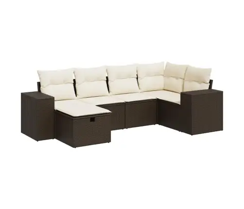 6-Daļīgs Dārza Dīvānu Komplekts, Matrači, Brūna Pe Rotangpalma Vidaxl