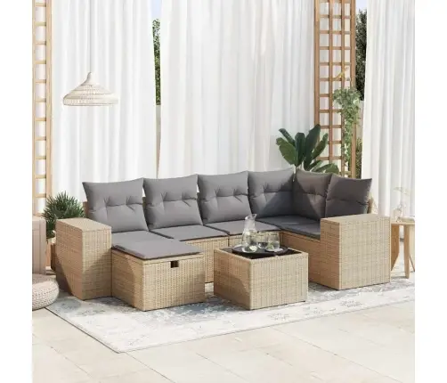 7-Osaline Aiadiivani Komplekt Patjadega, Beež, Polürotang