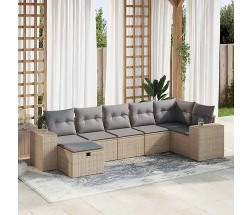 7-Osaline Aiadiivani Komplekt Patjadega, Beež, Polürotang