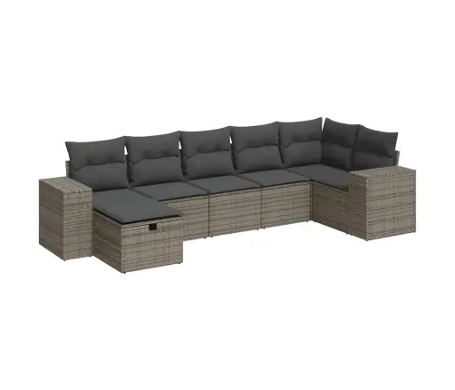 Sofos Komplektas Su Pagalvėlėmis, 7 Dalių, Pilkas, Poliratanas