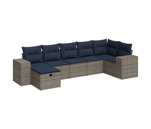 Sofos Komplektas Su Pagalvėlėmis, 7 Dalių, Pilkas, Poliratanas