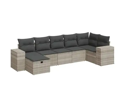 7-Osaline Aiamööblikomplekt Patjadega, Helehall, Polürotang