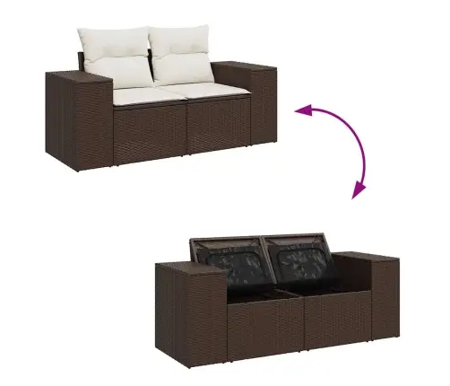 Sofos Komplektas Su Pagalvėlėmis, 7 Dalių, Rudas, Poliratanas