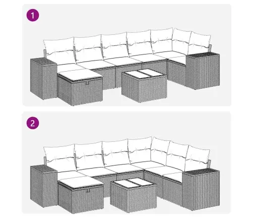 8-Osaline Aiadiivani Komplekt Patjadega, Must, Polürotang