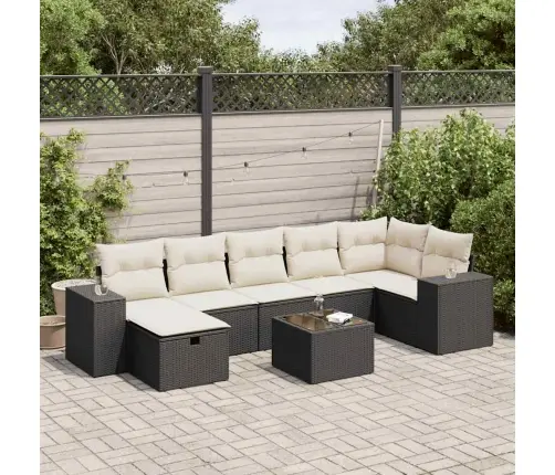 8-Daļīgs Dārza Dīvāna Komplekts, Matrači, Melna Pe Rotangpalma Vidaxl