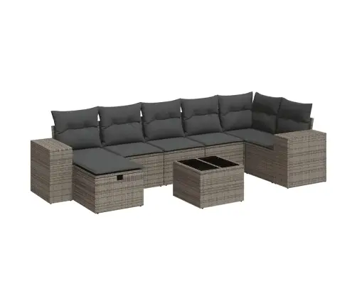 8-Daļīgs Dārza Dīvāna Komplekts Ar Matračiem, Pelēks Pe Pinums Vidaxl