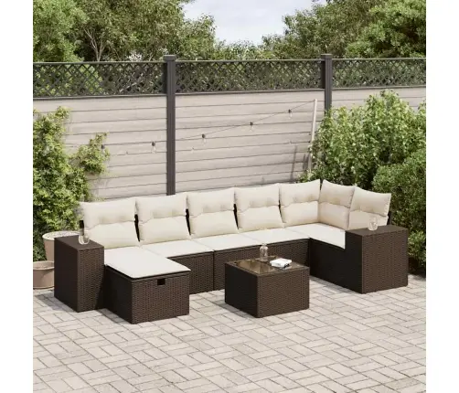 8-Daļīgs Dārza Dīvānu Komplekts, Matrači, Brūna Pe Rotangpalma Vidaxl