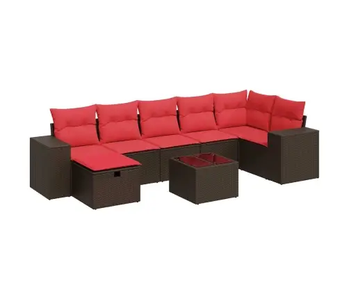 8-Daļīgs Dārza Dīvānu Komplekts, Matrači, Brūna Pe Rotangpalma Vidaxl