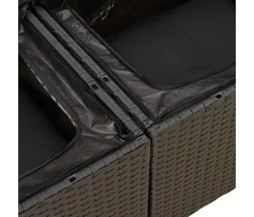 6-Daļīgs Dārza Dīvāna Komplekts, Matrači, Melna Pe Rotanpalma Vidaxl