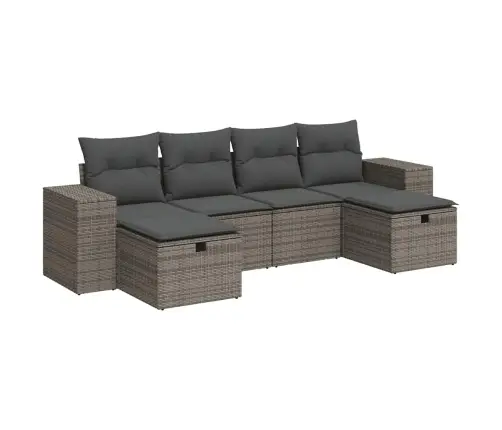 Sofos Komplektas Su Pagalvėlėmis, 6 Dalių, Pilkas, Poliratanas