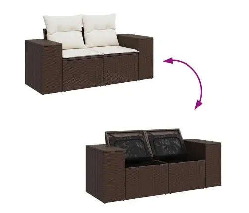 6-Daļīgs Dārza Dīvānu Komplekts, Matrači, Brūna Pe Rotangpalma Vidaxl