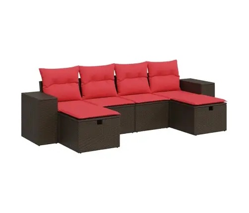 6-Osaline Aiamööblikomplekt Patjadega, Pruun, Polürotang