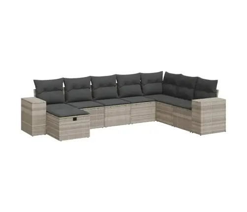 8-Daļīgs Dārza Dīvāna Komplekts,Matrači, Gaiši Pelēka Pe Pinums Vidaxl