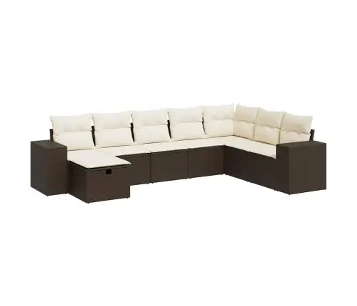 8-Daļīgs Dārza Dīvānu Komplekts, Matrači, Brūna Pe Rotangpalma Vidaxl