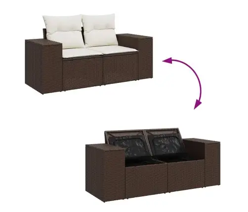 8-Daļīgs Dārza Dīvānu Komplekts, Matrači, Brūna Pe Rotangpalma Vidaxl