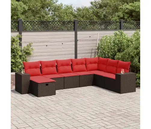 Sodo Komplektas Su Pagalvėlėmis, 8 Dalių, Rudas, Poliratanas