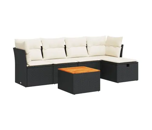 Sofos Komplektas Su Pagalvėlėmis, 6 Dalių, Juodas, Poliratanas