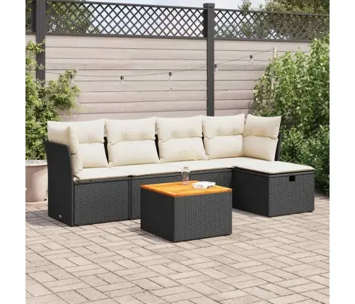 Sofos Komplektas Su Pagalvėlėmis, 6 Dalių, Juodas, Poliratanas